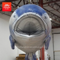 Poissons gonflables de requin pour la décoration d'événements, Statue gonflable personnalisée de dessin animé de grand requin