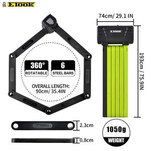 ETOOK Kunci Sepeda Lipat Anti Maling, Kunci Sepeda Lipat Bahan Baja Anti Maling, Kunci Sepeda Lipat - Product Image 2