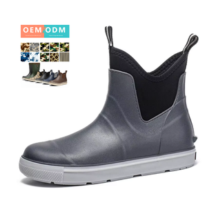 Botas de Cubierta Unisex Antideslizantes e Impermeables con Diseño Personalizado, Altura hasta el Tobillo, con Interior de Neopreno Transpirable para Uso Marino - Product Image 1