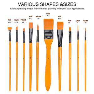 10 pièces ensemble de pinceaux d'artiste avec sac à fermeture éclair brosses à cheveux de qualité supérieure pour <span class=keywords><strong>peinture</strong></span> à l'huile aquarelle <span class=keywords><strong>Gouache</strong></span> pour enfants débutants - Product Image 2