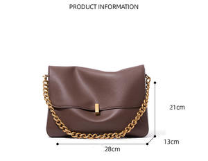 Fashion Minimalist <b>Soft</b> Genuine Leather Ladies Messenger Bag Large Capacity Briefcase <b>Handbag</b> Single Strap ZIP Closure - Product Image 3