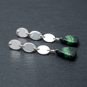 Designer Party Wear Wedding 925 Sterling <b>Silver</b> Drop <b>Earrings</b> South African Trans Vaal Jade Stone Women Fashion Jewelry ODM OEM - Product Image 3