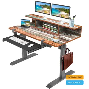 Otomatis listrik tinggi dapat disesuaikan meja baja pengangkat berdiri dan berdiri komputer meja listrik cocok untuk duduk