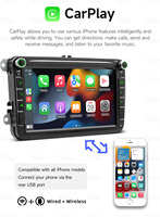 BQCC Radio de voiture Android classique 8 pouces, style original, Carplay, stéréo, RDS, FM, AM, USB, écran IPS, lecteur pour VW Golf Polo Skoda Rapid
