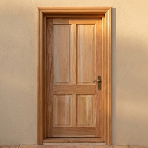 Puerta de Entrada de Madera de Caoba Sólida de 4 Paneles con Marco Arqueado, Estilo Heritage Sovereign - Product Image 3