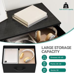 Commode de haute qualité à 4 tiroirs avec cadre en acier robuste et plateau en bois, tour de rangement en tissu pour la chambre à coucher - Product Image 3