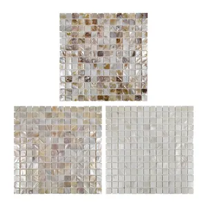 GUCI wholesale white brown square shell mosaic sea freshwater mother of pearl tile iridescent art mosaic