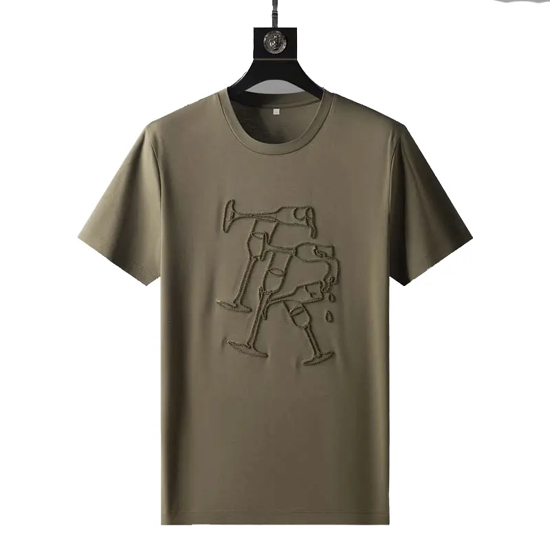 Brands Men's Shirt Shop Half Sleeve Crew Neck Plain Embroidered Cotton Blend Sustainable Shirts For Men Social