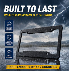 Porta <span class=keywords><strong>Targa</strong></span> Auto in Lega di Alluminio Nero con Bordo Largo Standard USA, 4 Fori Rotondi, Cornice per <span class=keywords><strong>Targa</strong></span> all'Ingrosso - Product Image 3