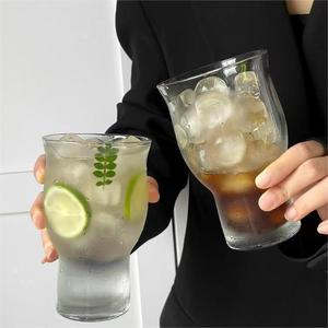 Wide Mouth Transparent Glass Cup 400ml 300ml Set For Beverages Juices Coffee Party Use Solid Color Design - Product Image 2