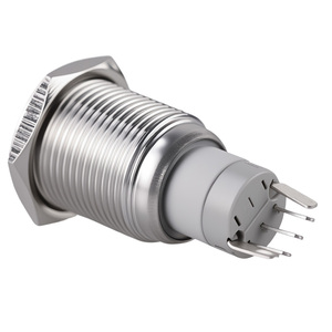 Interruptor de botón pulsador de 16 mm con enclavamiento 1NO 1NC, LED de anillo verde de acero inoxidable para control de panel ON/OFF de 6 V CC - Product Image 1