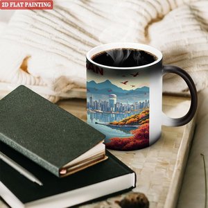 Mug en céramique noire givrée de 11 oz, changeant de couleur à la chaleur, pour le thé et le café au quotidien - Product Image 3
