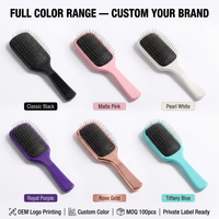 Brosse à cheveux antistatique en acier inoxydable avec coussin, brosse plate personnalisable pour salon professionnel, peigne démêlant pour les soins quotidiens