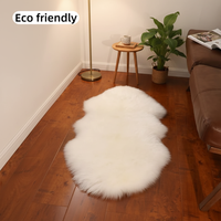 Tapis en peau de mouton véritable, en cuir véritable, en laine brute australienne, doux, antidérapant, avec support en latex écologique, pour échantillonnage