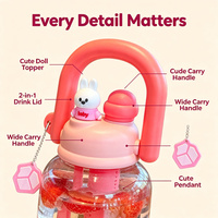 Bouteille d'eau en plastique grande capacité avec paille, portable, anti-fuite, pour enfants, sport, extérieur et école - Vente en gros