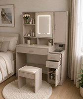 Table de maquillage moderne de luxe avec miroir et tiroirs, coiffeuse personnalisée pour chambre à coucher, fourniture d'usine OEM