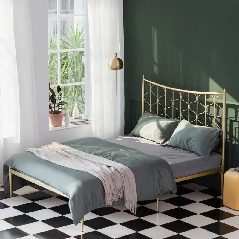 Marco de cama para niños, moderno y sencillo, de lujo, estilo nórdico, de hierro forjado, Princesa, muebles de dormitorio