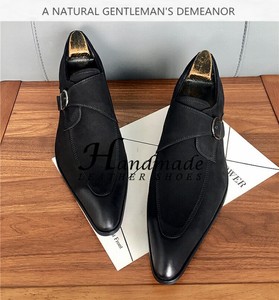 Chaussures en cuir haut de gamme pour hommes, pour tenue de cérémonie, en cuir de vachette de première qualité, à bout pointu et dessus relevé - Product Image 2