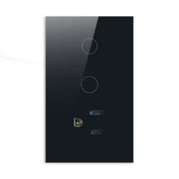 Interrupteur intelligent US Zigbee, application Smart Life, Alexa, interrupteur en verre 1/2/3 voies + prise 110v 240v Alexa