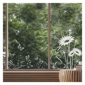Custom Spring <b>Easter</b> Bunny Window <b>Sticker</b> Reusable Meadow & Rabbit Decoration for Retail Shop Display - Product Image 1