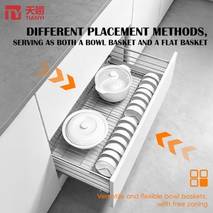 TIANYI Premium 304 Stainless Steel Flat <b>Wire</b> Pull Out Dish Rack Kitchen Cabinet Organizer Drawer Basket with <b>Soft</b> Close Slides - Product Image 4