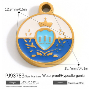 Breloques Pendentifs Personnalisées en Acier Inoxydable Drapeaux Nationaux USA Écosse Italie Caraïbes Voyage 192 Pays pour Bracelet Usine OEM - Product Image 3