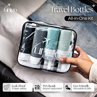 Ensemble de 30 flacons de voyage pliables en silicone Unigo, étanches, rechargeables, approuvés par la TSA, avec brosses de protection et pochette zippée pour bagage à main