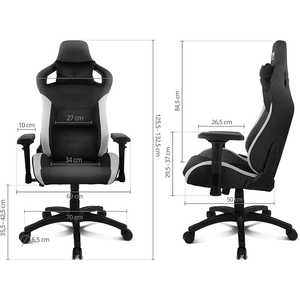 Chaise de jeu ergonomique premium Lift Chaise <span class=keywords><strong>Gamer</strong></span> Pro 4D noire <span class=keywords><strong>et</strong></span> blanche, inclinable, sportive, avec tissu respirant - Product Image 6