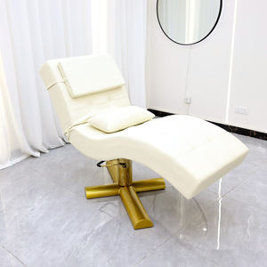 Cama Moderna Curva para Pestañas con Base Giratoria Dorada, Silla Facial Ajustable para Extensiones de Pestañas, Mesa de Mobiliario para Salón de Belleza Más Vendida - Product Image 5