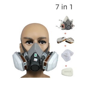 Masker Gas setengah wajah dapat digunakan kembali kualitas tinggi kartrid ganda tahan pernapasan rendah terbuat dari silikon - Product Image 6