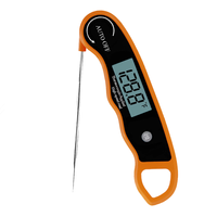 Thermomètre de cuisson numérique à sonde pliable en acier inoxydable, grand écran LCD rétroéclairé, étanche IPX6, corps en plastique, pour steak et four