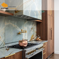 Encimera de cuarcita pulida de alta gama Cotrustone, resistente al fuego, color azul Roma, para interiores, cocinas y baños.