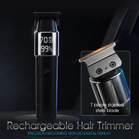 Tondeuse à cheveux rechargeable en acier inoxydable à 2 vitesses avec lame en T pour hommes, usage quotidien