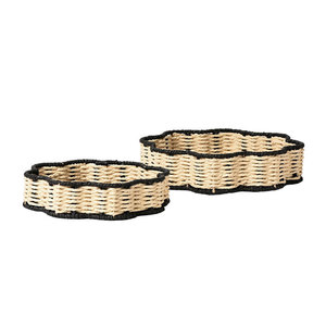 Handmade Woven Two Color Paper Rope <b>Storage</b> <b>Tray</b> Irregular Shape Desktop Organizer Sustainable Home Decor - Product Image 4