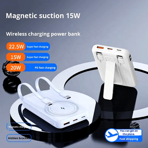 Oem 10000mah תצוגה דיגיטלית מגנטי powerbank מובנה בכבלים 5000 טלפון נייד mah סוג בנק חשמל אלחוטי טעינה c - Product Image 3