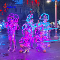 Costume de scène futuriste cyberpunk lumineux à LED réfléchissant au laser pour festival de rave, DJ, performance en boîte de nuit, fête