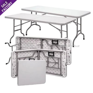Tavolo <span class=keywords><strong>Pieghevole</strong></span> Portatile da Esterno, Mobili Pieghevoli, Tavoli Rotondi <span class=keywords><strong>in</strong></span> <span class=keywords><strong>Plastica</strong></span> Bianca da 6 Piedi con Sedie per Eventi e Feste all'Aperto - Product Image 3