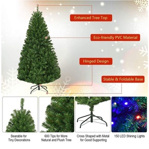 Arbre de Noël Artificiel de 180 cm (6 pieds) en Gros, Charnières Faciles à Assembler, Base Métallique Durable pour Décoration Commerciale - Product Image 3