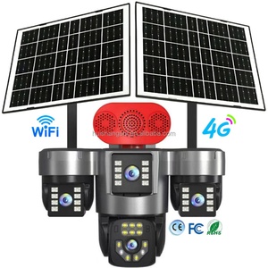 Caméra de surveillance solaire extérieure 4K HD 16000 mAh 3 PTZ AOV 4 objectifs 360° IP CCTV sans fil avec carte SIM 4G - Product Image 1