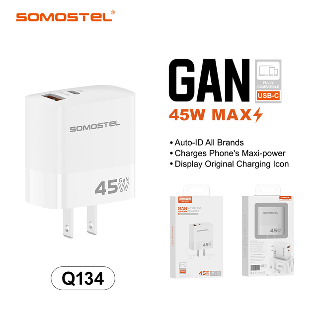 Somostel Universal QC3.0 PD 45w Fast Charging Portable Charger Cell Phone with Data Cable Cargadores Para Celular Carga Rapida