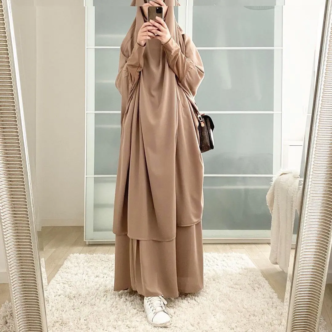 2022 toptan son moda namaz elbise kadınlar için müslüman namaz uzun elbise ile başörtüsü