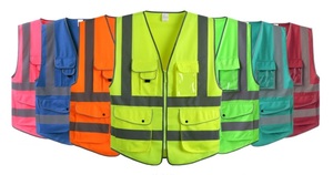 Gilet de sécurité réfléchissant en maille pour hommes et femmes avec poches et fermeture éclair sur le devant, gilet en maille haute visibilité, gilet de travail de construction haute visibilité - Product Image 5