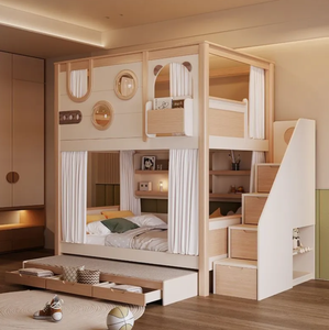 Letto <span class=keywords><strong>a</strong></span> Castello in Legno con Scivolo, Letto <span class=keywords><strong>a</strong></span> Castello Singolo con Scale per Bambini, con Finestra e Armadio per Ragazzi o <span class=keywords><strong>Ragazze</strong></span> - Product Image 2