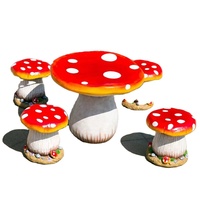 Nouvelle arrivée personnalisé jardin décoration extérieure en fibre de verre dessin animé champignon Table et chaise Statue