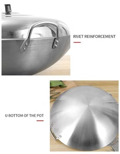 Pots durables de couleur naturelle et wok polyvalent en acier pour restaurant <span class=keywords><strong>chinois</strong></span> et hôtel avec poignée unique - Product Image 3