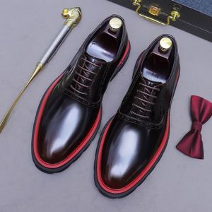 High Quality Breathable Lace-up Men's Office Career Shoes <b>Pointed</b> <b>Light</b> Weight Anti-Slip Thick Soled Black Leather Lazy Loafers - Product Image 5