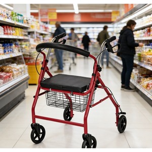 Heavy Duty Upright <b>Walker</b> Steel Frame Wheel Adults Rollator <b>Walker</b> Helper with <b>Seat</b> <b>Walker</b> Assist <b>for</b> Elder - Product Image 1