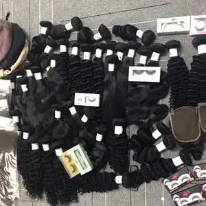 ブラジルの生ミンクヘアエクステンションパッケージ、100レミー未処理ヘアベンダー、バージンキューティクルアライメント人間の髪の織りバンドル