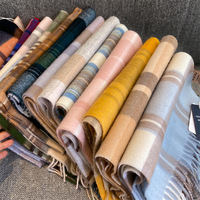Écharpe longue géométrique en laine, chaude et respirante, polyvalente pour l'hiver, cache-cou de voyage pour femme, pashmina à carreaux, idéale pour un cadeau