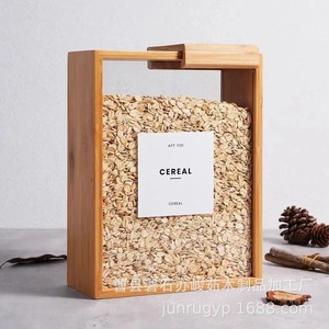 Wooden Grain Storage Box Rectangle Airtight Rice Storage Container <b>Kitchen</b> Use - Product Image 1